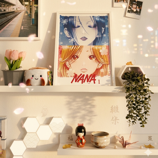 Póster NANA anime digital HD Nana Osaki y Hachi arte aesthetic para imprimir