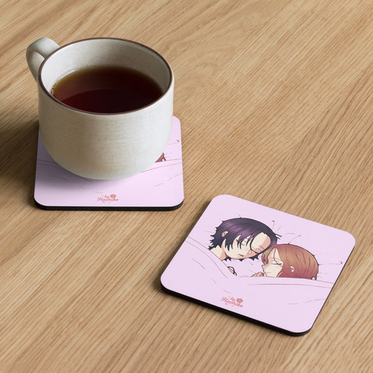 Posavasos NANA kawaii en escritorio con taza, ilustración de las Nanas durmiendo