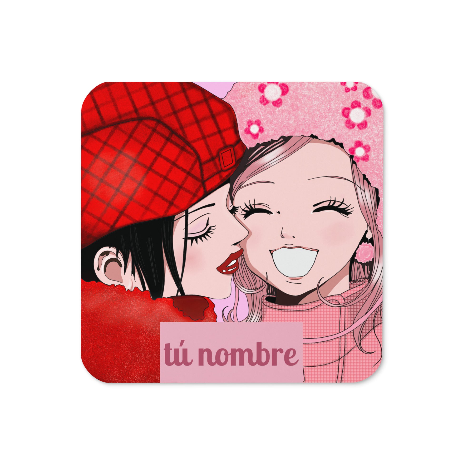 Posavasos personalizado estilo anime NANA con ilustración kawaii y espacio para tu nombre – By Hachiko.