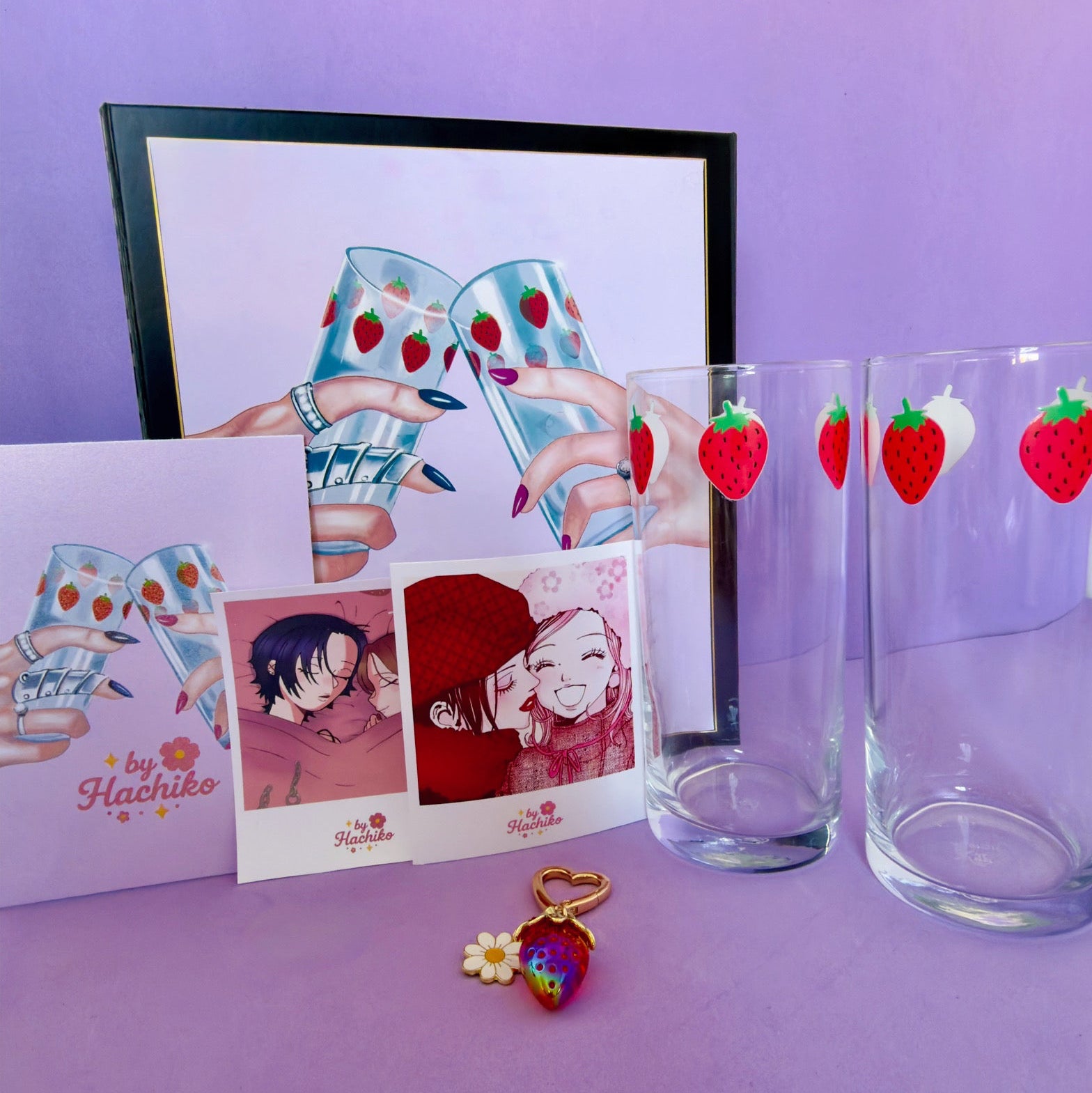 Set esclusivo ByHachiko vasos con fresitas, inspirado en el anime NANA 