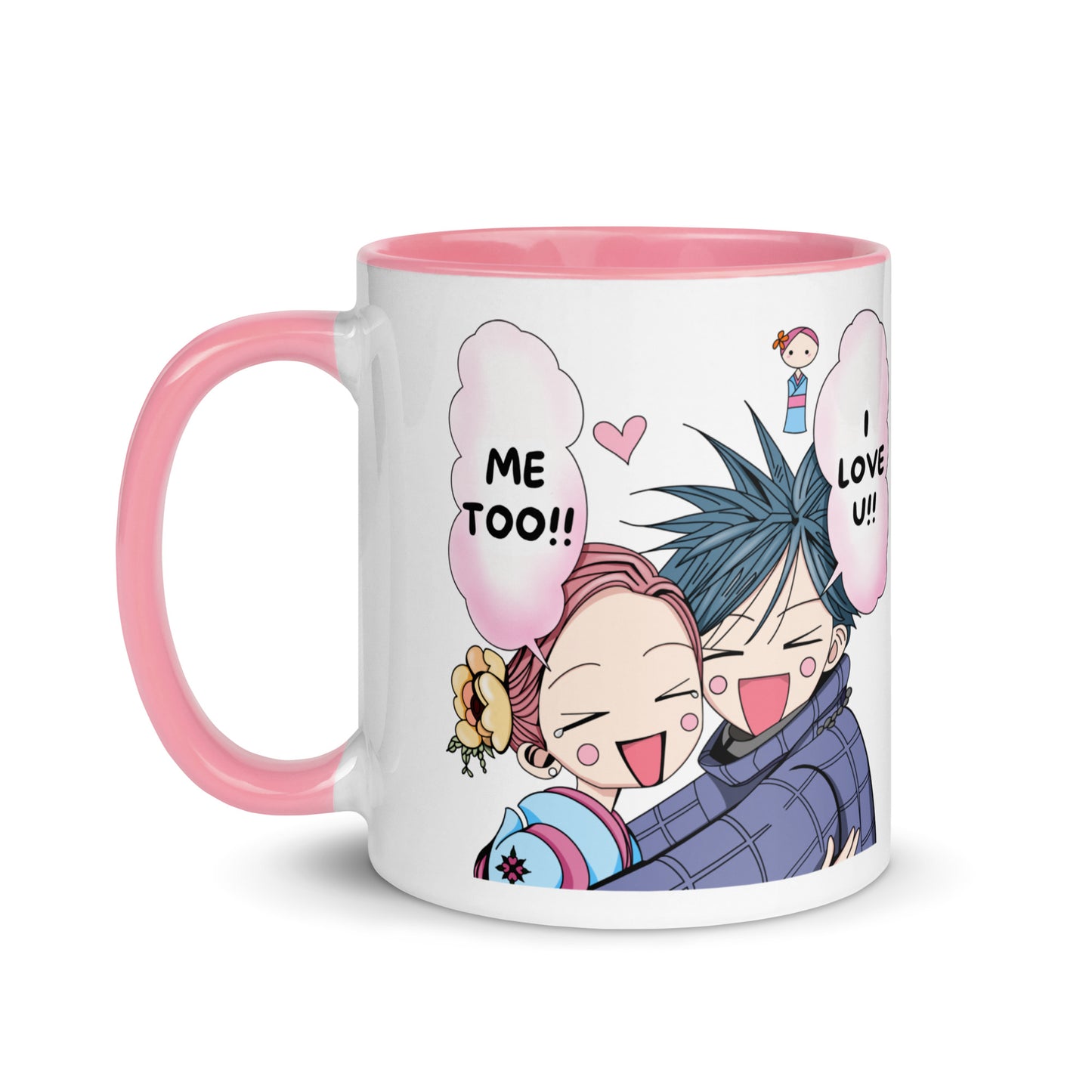 Taza NANA de 11 oz con Shin y Hachi, frase en español y diseño rosa kawaii de cerámica