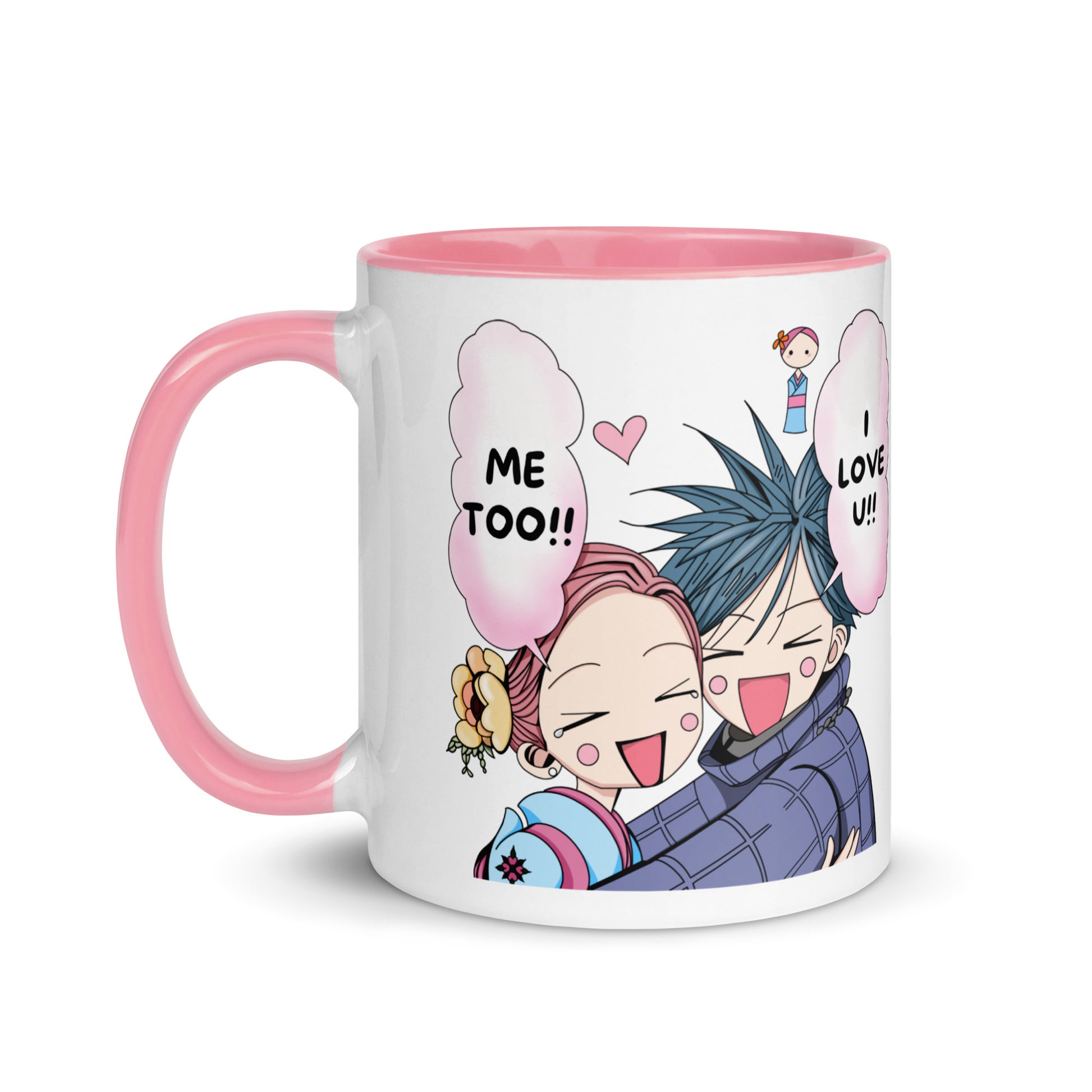 Taza NANA de 11 oz con Shin y Hachi, frase en español y diseño rosa kawaii de cerámica