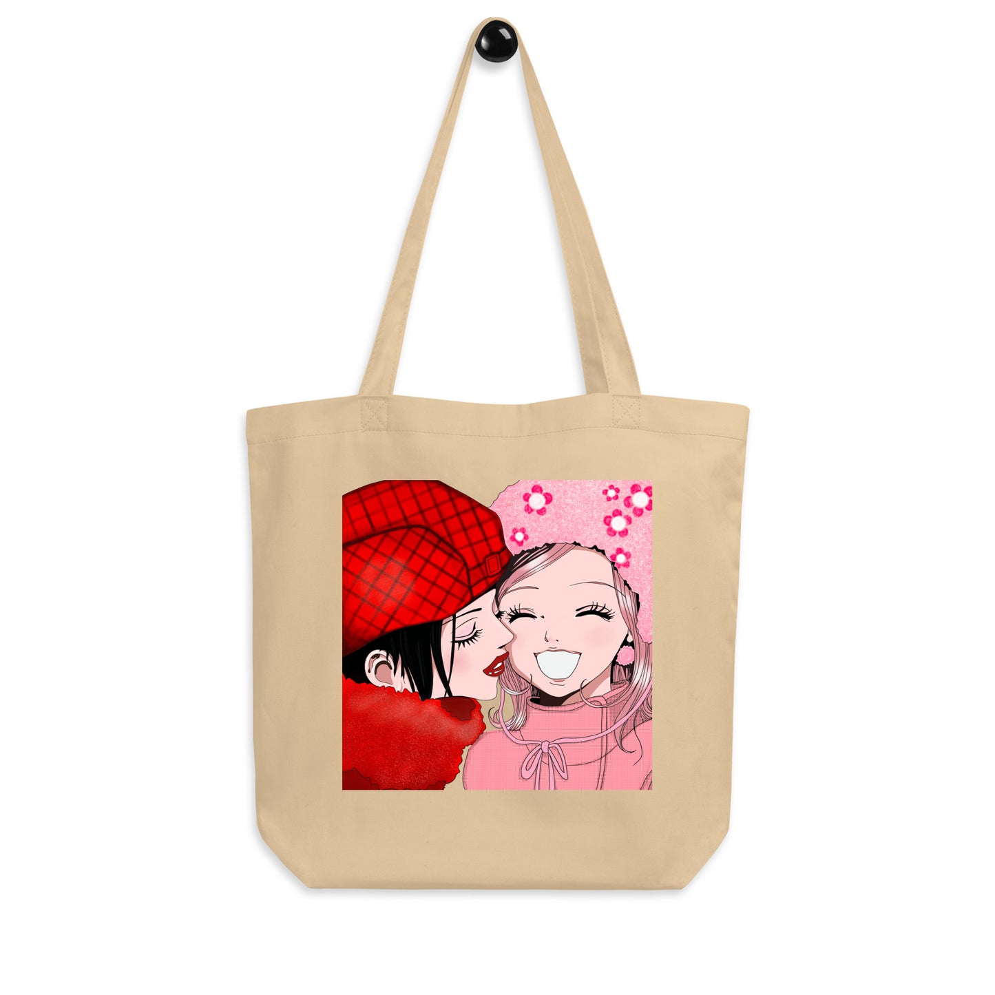 Tote bag ecológica de anime NANA colgada, con ilustración de Nana Osaki y Hachi – ByHachiko