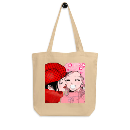 Tote bag ecológica de anime NANA colgada, con ilustración de Nana Osaki y Hachi – ByHachiko